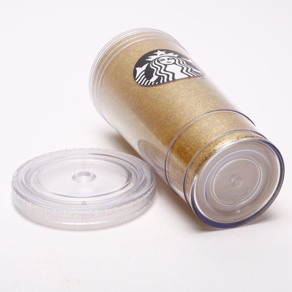 Starbucks Coffee 2018 Gold Glitter 20oz Insulated Tumbler & Lid No Straw - Picture 8 of 9